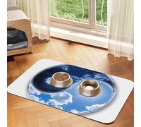 Tapis d'alimentation en cuir PU imprimé Yin Yang World pour chiens et chats Tapis de nourriture absorbant antidérapant en caoutchouc