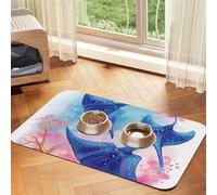 Tapis d'alimentation en cuir synthétique absorbant pour animaux marins - Protège les sols - Dos en caoutchouc antidérapant - Facile à nettoyer - 40 x 60 cm