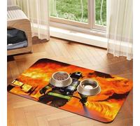 Tapis d'alimentation en cuir synthétique absorbant pour chien et chat - Protection des sols - Dos en caoutchouc antidérapant - Facile à nettoyer - 30 x 45 cm
