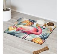 Tapis d'alimentation en forme d'ananas et flamant rose pour animal domestique, tapis d'alimentation pour animal domestique, tapis absorbant et antidérapant, protège les sols, 60,9 x 81,2 cm