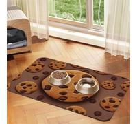 Tapis d'alimentation en forme de biscuit au chocolat 40 x 60 cm, tapis absorbant pour gamelle d'eau et de nourriture, tapis de nourriture pour chat en cuir synthétique, tapis imperméable à séchage