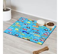 Tapis d'alimentation en forme de bus pour animal de compagnie - Tapis de gamelle d'eau pour chat et chien - Tapis de nourriture amusant pour animaux de compagnie - Absorbant - Antidérapant - Protège