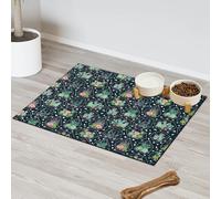 Tapis d'alimentation en forme de cactus géométrique pour chat et chien, tapis d'alimentation en forme de cactus tropical, tapis d'alimentation absorbant, antidérapant, protège les sols, set de table