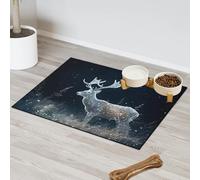 Tapis d'alimentation en forme de cerf magique pour chat et chien, tapis d'alimentation pour animal domestique, tapis d'alimentation absorbant, antidérapant, protège les sols, set de table 30,4 x 50,8