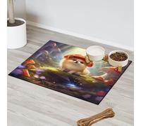 Tapis d'alimentation en forme de champignon magique pour chien et chat - Tapis d'alimentation absorbant et antidérapant - Protège les sols - 30,4 x 50,8 cm
