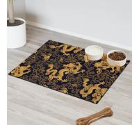 Tapis d'alimentation en forme de dragon chinois vintage pour chat et chien, tapis d'alimentation en forme de dragon absorbant, antidérapant, protège les sols, 40,6 x 60,9 cm