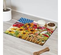 Tapis d'alimentation en forme de drapeau américain pour chat et chien, tapis de nourriture pour animal domestique, tapis absorbant, anti-glissement, protège les sols, 43,1 x 76,2 cm