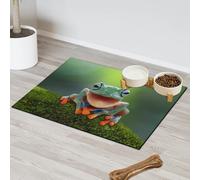 Tapis d'alimentation en forme de grenouille d'arbre rieur pour chat et chien - Tapis d'alimentation absorbant et antidérapant - Protège les sols - 40,6 x 60,9 cm
