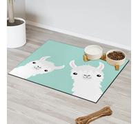Tapis d'alimentation en forme de lama pour chat et chien, tapis d'alimentation amusant pour animal de compagnie, tapis d'alimentation en forme de lama absorbant, antidérapant, protège les sols, set de