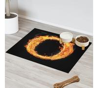 Tapis d'alimentation en forme de lettre O In Fire pour chat et chien - Tapis de nourriture absorbant - Antidérapant - Protège les sols - 40,6 x 60,9 cm