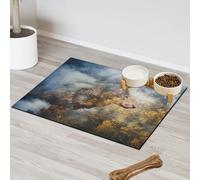 Tapis d'alimentation en forme de loup pour chat et chien Motif loup Tapis d'alimentation absorbant Nti-Slip Contiennent les déversements Protège les sols Set de table 30,4 x 50,8 cm