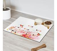 Tapis d'alimentation en forme de papillon coloré pour chat et chien, tapis d'alimentation en forme de papillon musical, tapis d'alimentation absorbant, anti-glissement, protège les sols, 60,9 x 81,2