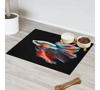 Tapis d'alimentation en forme de poisson de combat pour chat et chien, tapis d'alimentation pour animaux de compagnie, tapis d'alimentation absorbant, antidérapant, protège les sols, 40,6 x 60,9 cm
