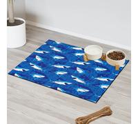 Tapis d'alimentation en forme de requin d'animaux marins pour chat et chien, tapis de nourriture pour animal de compagnie, tapis d'alimentation absorbant, antidérapant, protège les sols, 30,4 x 50,8