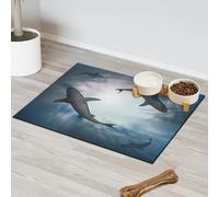 Tapis d'alimentation en forme de requin d'eau 3D pour chat et chien Tapis d'alimentation absorbant Nti-Slip Contain Spills Protège les sols Set de table 30,4 x 50,8 cm