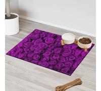 Tapis d'alimentation en forme de rose violet pour animal domestique pour chat et chien, tapis d'alimentation pour animal domestique, tapis d'alimentation absorbant, antidérapant, protège les sols, set