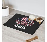 Tapis d'alimentation en forme de tête de mort avec drapeau des États-Unis pour chat et chien, tapis d'alimentation pour animal domestique, tapis absorbant, antidérapant, protège les sols, 43,1 x 76,2