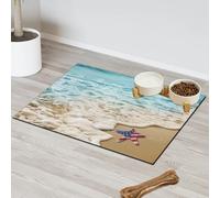 Tapis d'alimentation en forme d'étoile de mer avec drapeau des États-Unis pour chat et chien, tapis de nourriture pour animaux de compagnie, tapis absorbant, antidérapant, protège les sols, 43,1 x
