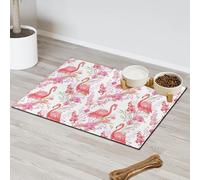 Tapis d'alimentation en forme d'orchidées flamant rose pour chat et chien, tapis d'alimentation pour animal domestique, tapis d'alimentation absorbant, antidérapant, protège les sols, set de table