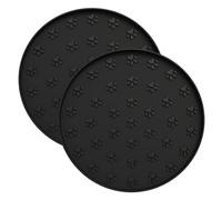 Tapis d'alimentation en Silicone imperméable et antidérapant pour Chien, 2 pièces, avec Bords surélevés et imprimés de Pattes, Tapis Rond de Nourriture pour Animaux Compagnie, Bol pour Chiens