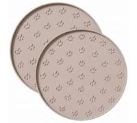 Tapis d'alimentation en Silicone imperméable et antidérapant pour Chien, 2 pièces, avec Bords surélevés et imprimés de Pattes, Tapis Rond de Nourriture pour Animaux Compagnie, Bol pour Chiens
