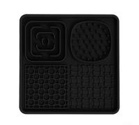 Tapis d'alimentation en silicone pour animaux de compagnie, tapis antidérapant à lécher avec ventouses, encourage des habitudes alimentaires saines pour chiens et chats (noir)