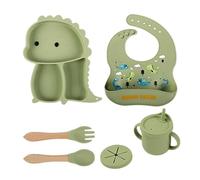 Tapis d'alimentation en silicone pour bébé, Assiettes en silicone en forme de dinosaure pour, Plaques d'aspiration puissantes avec 3 compartiments alimentaires pour la maison, le pique-nique et le ca