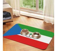 Tapis d'alimentation en similicuir absorbant l'eau, motif drapeau de la Guinée équatoriale, 30 x 45 cm, antidérapant et durable pour gamelles de chat et chien