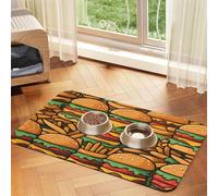 Tapis d'alimentation en similicuir absorbant l'eau pour hamburgers mignons 30 x 45 cm antidérapant et durable pour gamelles de chat et chien