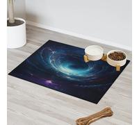 Tapis d'alimentation en spirale pour chat et chien, motif nébuleuse galaxie, tapis d'alimentation absorbant, antidérapant, protège les sols, 43,1 x 76,2 cm