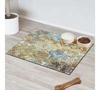 Tapis d'alimentation ethnique abstrait géométrique pour chat et chien, tapis d'alimentation pour animal domestique, tapis d'alimentation absorbant, antidérapant, protège les sols, set de table 40,6 x