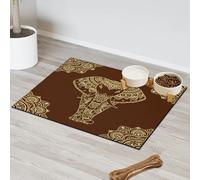 Tapis d'alimentation ethnique mandala éléphant pour chat chien bol d'eau tapis de nourriture éléphant africain tapis d'alimentation pour animaux de compagnie tapis absorbant Nti-Slip Contain Spills