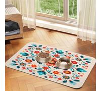 Tapis d'alimentation ethnique mandala fleurs feuilles 40 x 60 cm