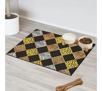 Tapis d'alimentation géométrique girafe léopard zèbre pour animal domestique pour chat chien gamelle à eau Tapis d'alimentation pour animal domestique Tapis d'alimentation absorbant Nti-Slip Contain