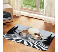 Tapis d'alimentation gris blanc Mountains and The Sun pour chien et chat - En cuir absorbant - Imperméable - Pas de taches - Séchage rapide - Antidérapant - 60 x 40 cm