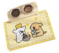 Tapis d'alimentation imperméable pour chien Motif dessin animé Surface à séchage rapide Tapis de table Tapis de salle à manger pour petits animaux de compagnie Résistant aux déversements Tapis