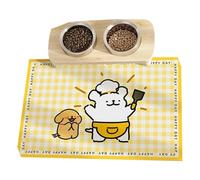 Tapis d'alimentation imperméable pour chien Motif dessin animé Surface à séchage rapide Tapis de table Tapis de salle à manger pour petits animaux de compagnie Résistant aux déversements Tapis