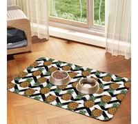 Tapis d'alimentation imprimé ananas d'été pour chiens, chats, animaux domestiques, nappe en cuir absorbant 60 x 40 cm