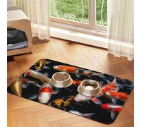 Tapis d'alimentation japonais en cuir synthétique absorbant pour chien ou chat - Protège les sols - Dos en caoutchouc antidérapant - Facile à nettoyer - 30 x 45 cm