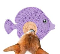Tapis d'alimentation lente en forme de poisson pour animal domestique - Jouets d'enrichissement en silicone pour chiot avec ventouse, jouets à friandises pour chien, tapis à lécher pour chien pour se