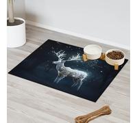 Tapis d'alimentation magique en forme de cerf pour chat et chien, tapis d'alimentation pour animal domestique, tapis d'alimentation absorbant, antidérapant, protège les sols, set de table 43,1 x 76,2
