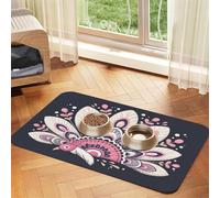 Tapis d'alimentation mandala pour chat et chien, en silicone étanche, plateau de placement pour éviter les déversements de nourriture et d'eau sur le sol