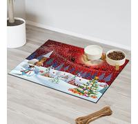 Tapis d'alimentation Merry Christmas pour animal domestique pour chat et chien, tapis de nourriture pour animaux de compagnie, tapis absorbant et antidérapant, protège les sols, 60,9 x 81,2 cm