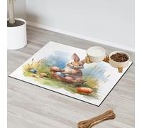 Tapis d'alimentation mignon avec œufs de Pâques lapin aquarelle pour chat chien gamelle à eau tapis d'alimentation pour animaux de compagnie tapis d'alimentation absorbant Nti-Slip Contain Spills