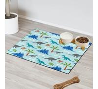 Tapis d'alimentation mignon et amusant en forme de dinosaures pour chat et chien, tapis d'alimentation pour animal de compagnie, tapis d'alimentation absorbant, antidérapant, protège les sols, set de