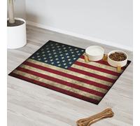 Tapis d'alimentation motif drapeau américain vintage pour chat et chien, tapis d'alimentation pour animal domestique, tapis d'alimentation absorbant, anti-glissement, protège les sols, set de table