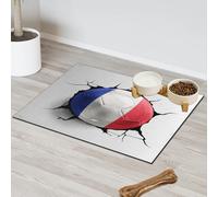 Tapis d'alimentation pour animal domestique avec drapeau de la France - Tapis d'alimentation pour chat et chien - Tapis d'alimentation absorbant - Antidérapant - Protège les sols - 43,1 x 76,2 cm