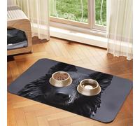 Tapis d'alimentation pour animal domestique Berger allemand noir, 40 x 60 cm, tapis absorbant pour gamelle d'eau et de nourriture, tapis de nourriture pour chat en cuir synthétique, tapis imperméable