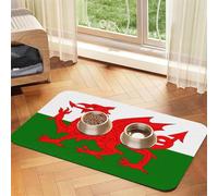 Tapis d'alimentation pour animal domestique Drapeau du Pays de Galles - Nappe en cuir absorbant - Imperméable - Pas de taches - Séchage rapide - Antidérapant - 45 x 30 cm