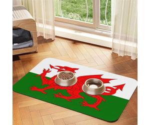 Tapis d'alimentation pour animal domestique Drapeau du Pays de Galles - Nappe en cuir absorbant - Imperméable - Pas de taches - Séchage rapide - Antidérapant - 60 x 40 cm